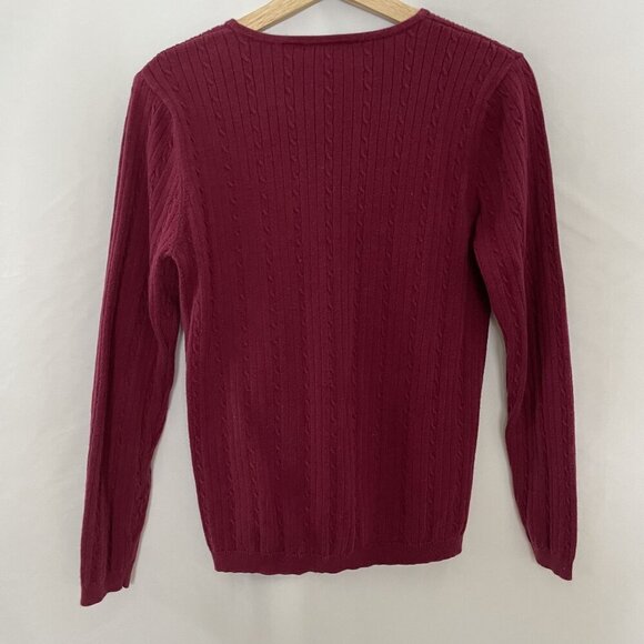 Croft & Barrow Womens Cable Knit Sweater M deep pink crewneck - Picture 6 of 6